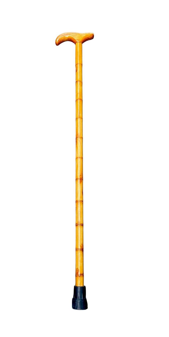 Vintage Handcrafted Bamboo Wooden Walking Cane Derby Handle Walking Stick 36”
